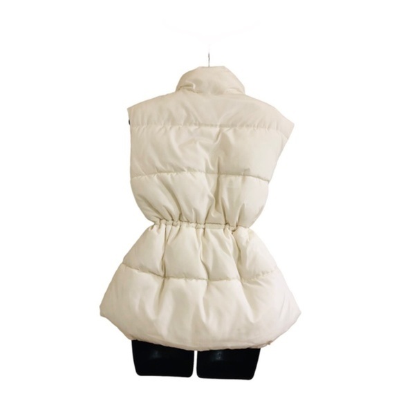 puffy insulated cream ecru quilted‎ sleeveless winter ski vest size Small new - Picture 16 of 16